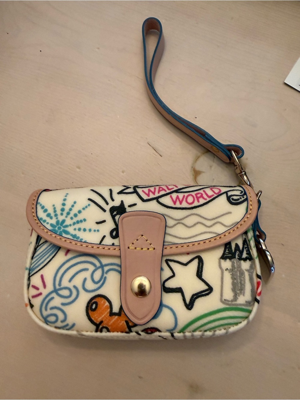 Dooney & Bourke Cream Multicolor Illustrated Wristlet
